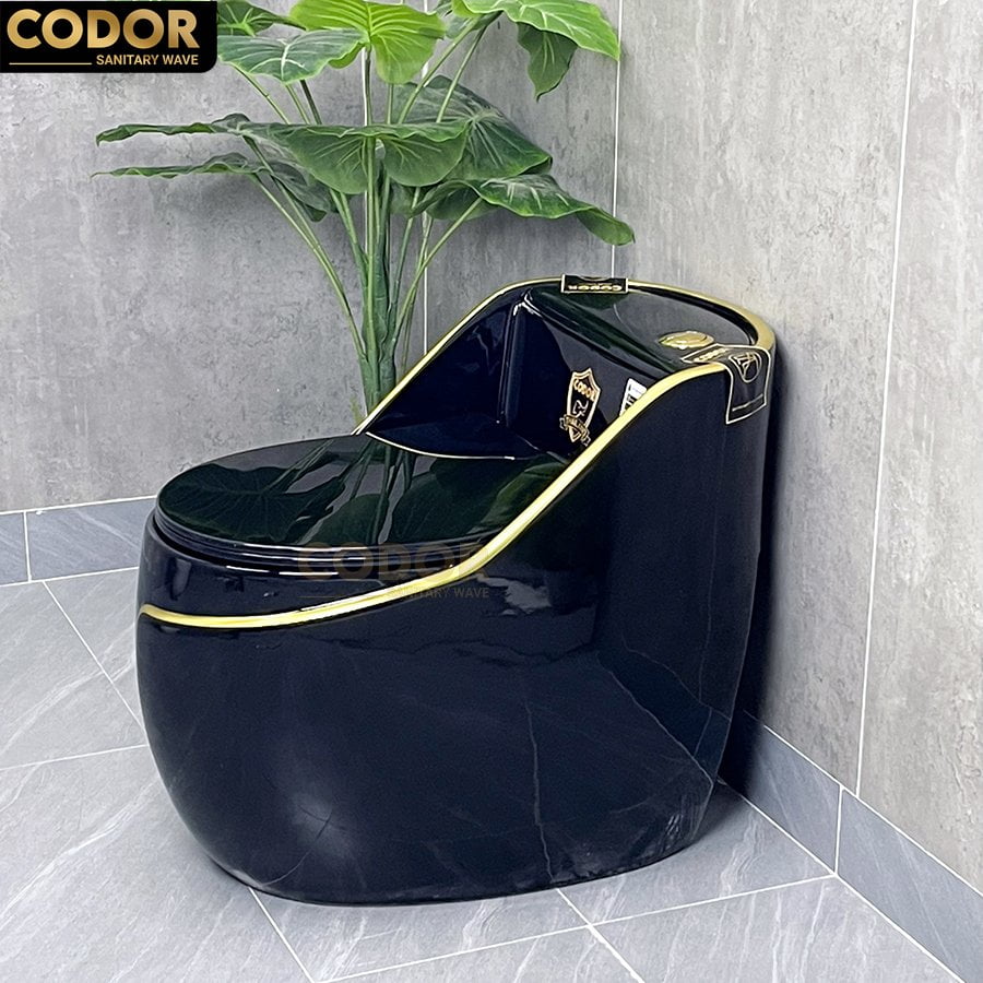bồn cầu trứng đen viền vàng