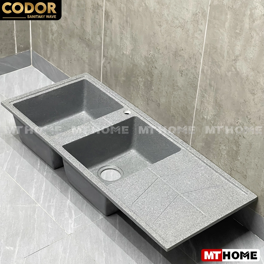 Chậu Rửa Chén Bằng Đá 2 Hộc Xám MTCĐ-17X