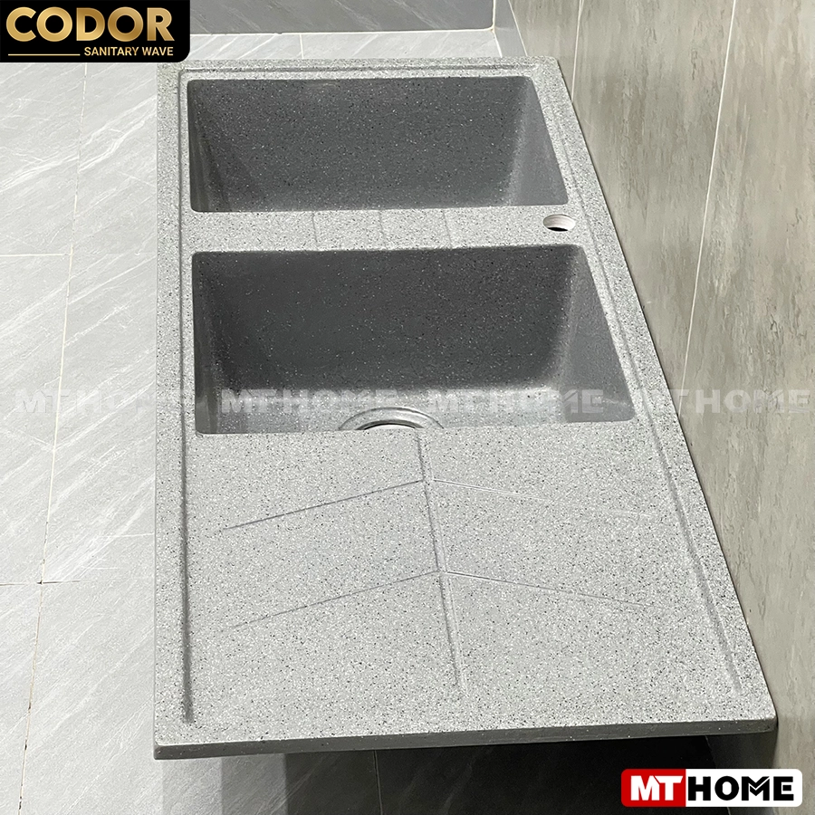Chậu Rửa Chén Bằng Đá 2 Hộc Xám
