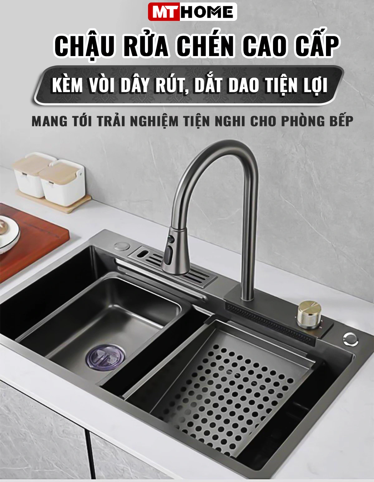 chậu rửa chén vòi thác nước
