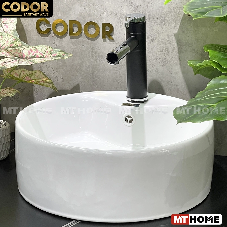 Lavabo Đặt Bàn Tròn Trắng Sứ Ceramic