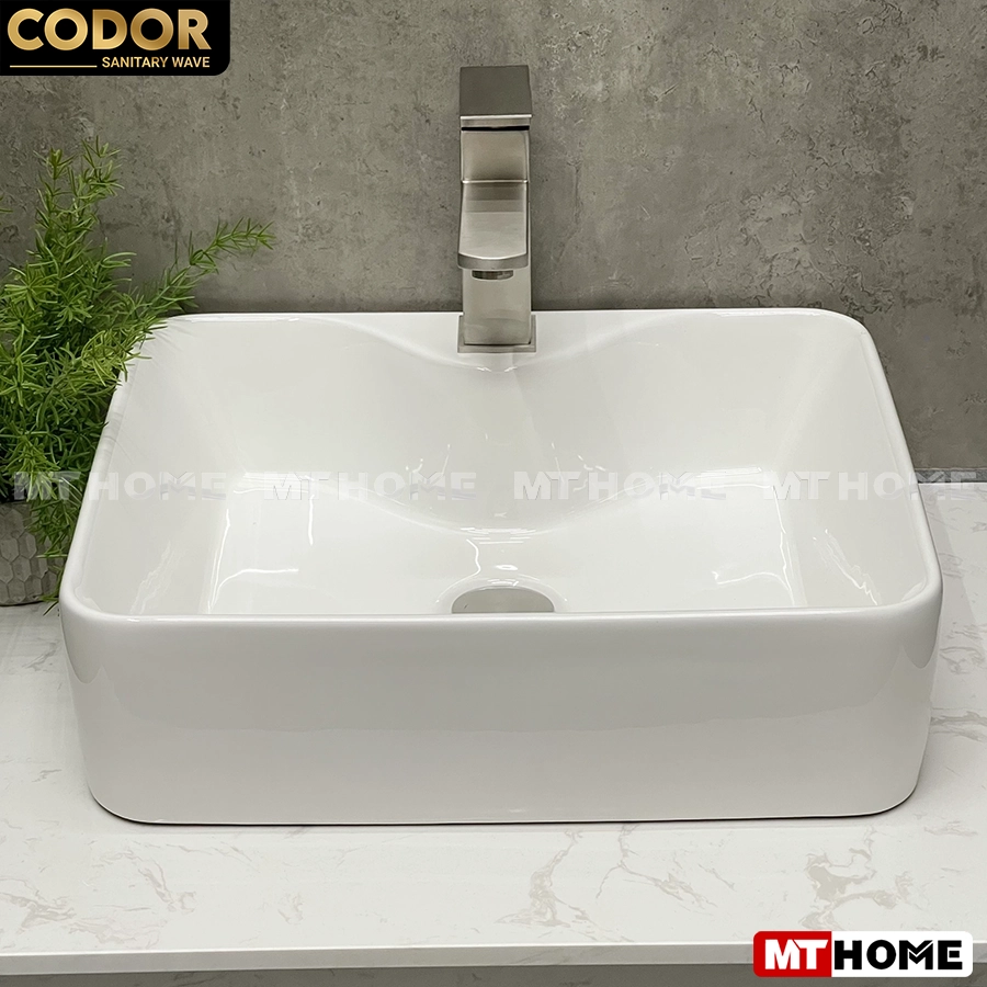 Lavabo Đặt Bàn Vuông Màu Trắng