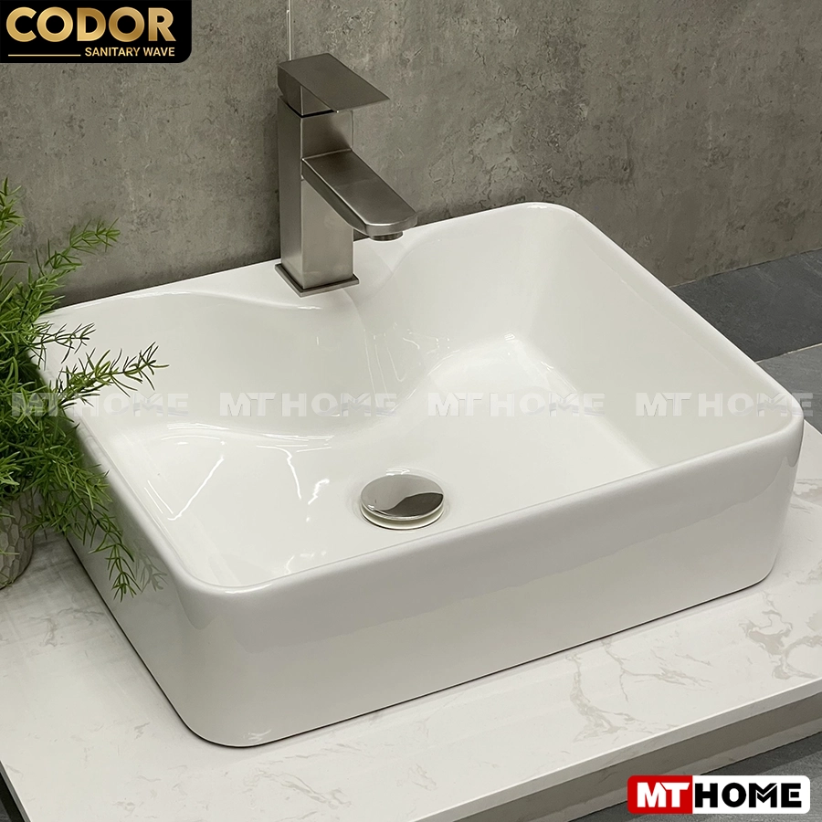 Lavabo Đặt Bàn Vuông Màu Trắng