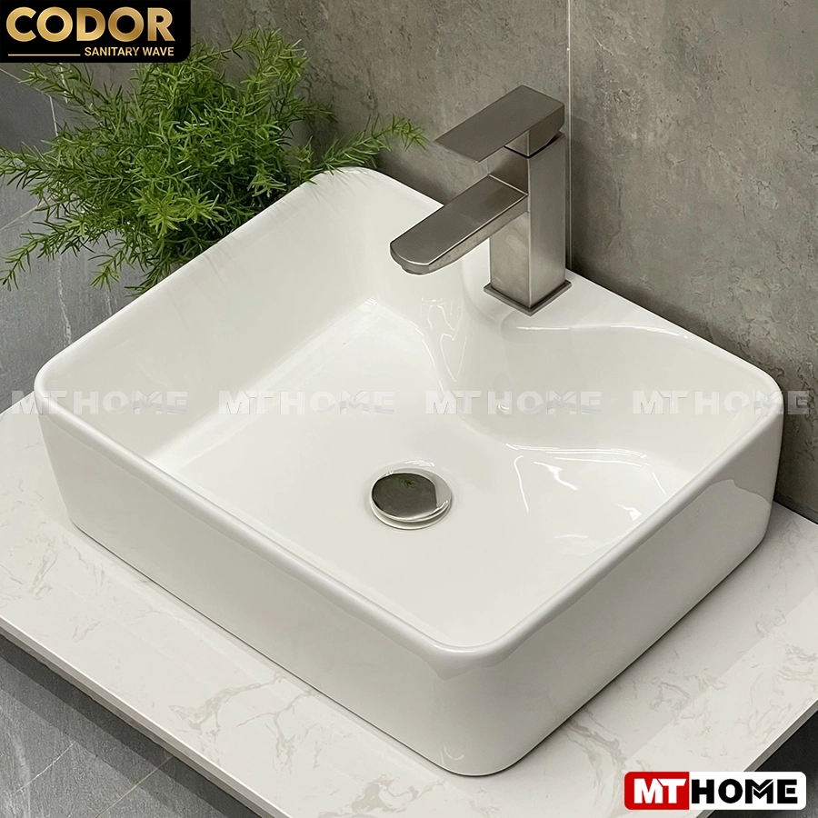 Lavabo Đặt Bàn Vuông Màu Trắng