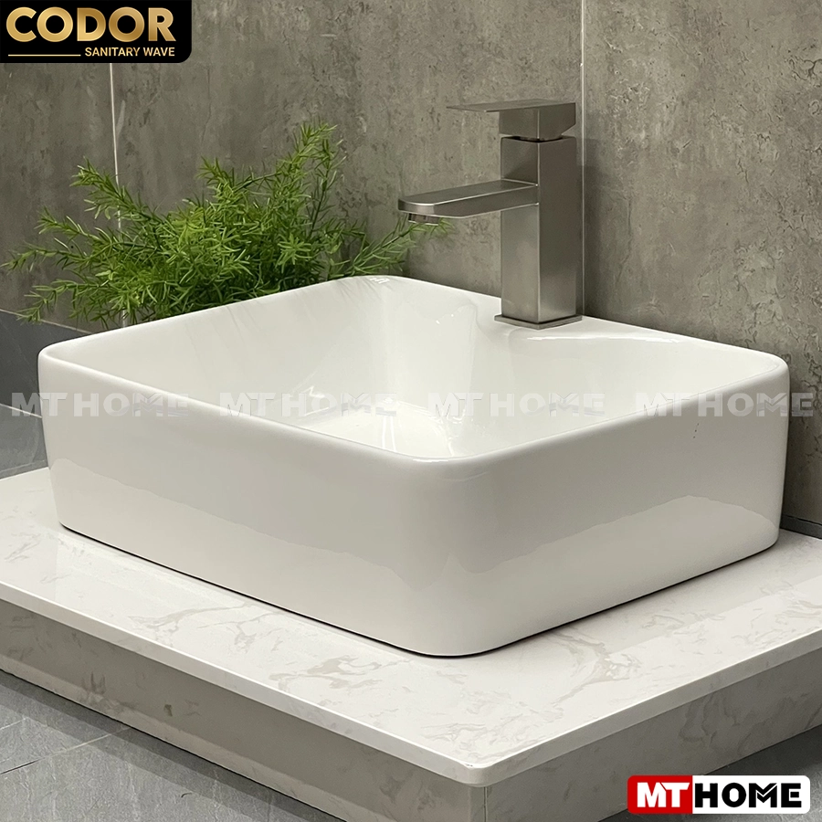 Lavabo Đặt Bàn Vuông Màu Trắng