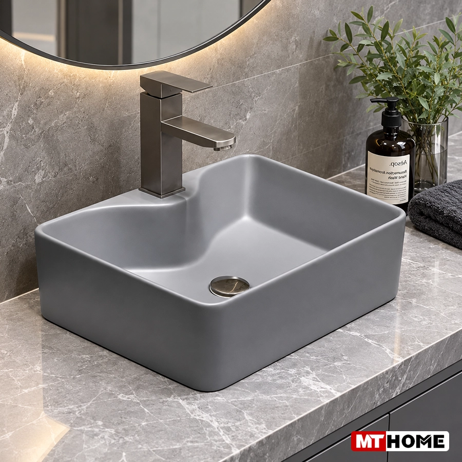 Lavabo Đặt Bàn Vuông Màu Xám MTLA-08X