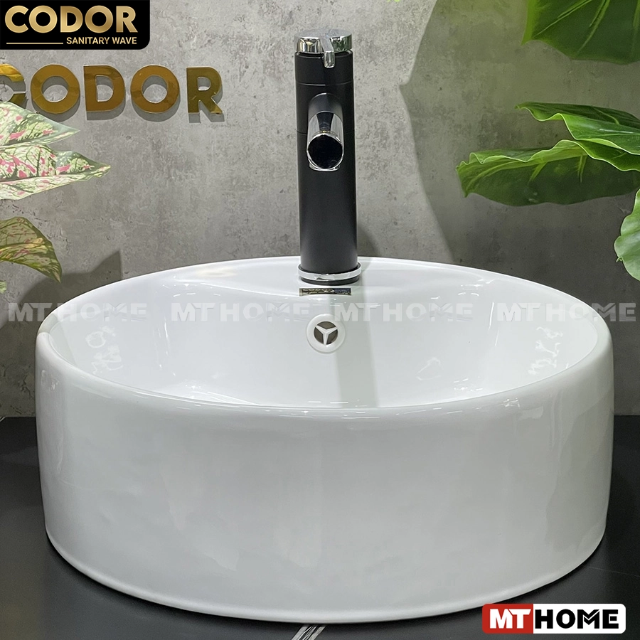 Lavabo Đặt Bàn Tròn Trắng Sứ Ceramic
