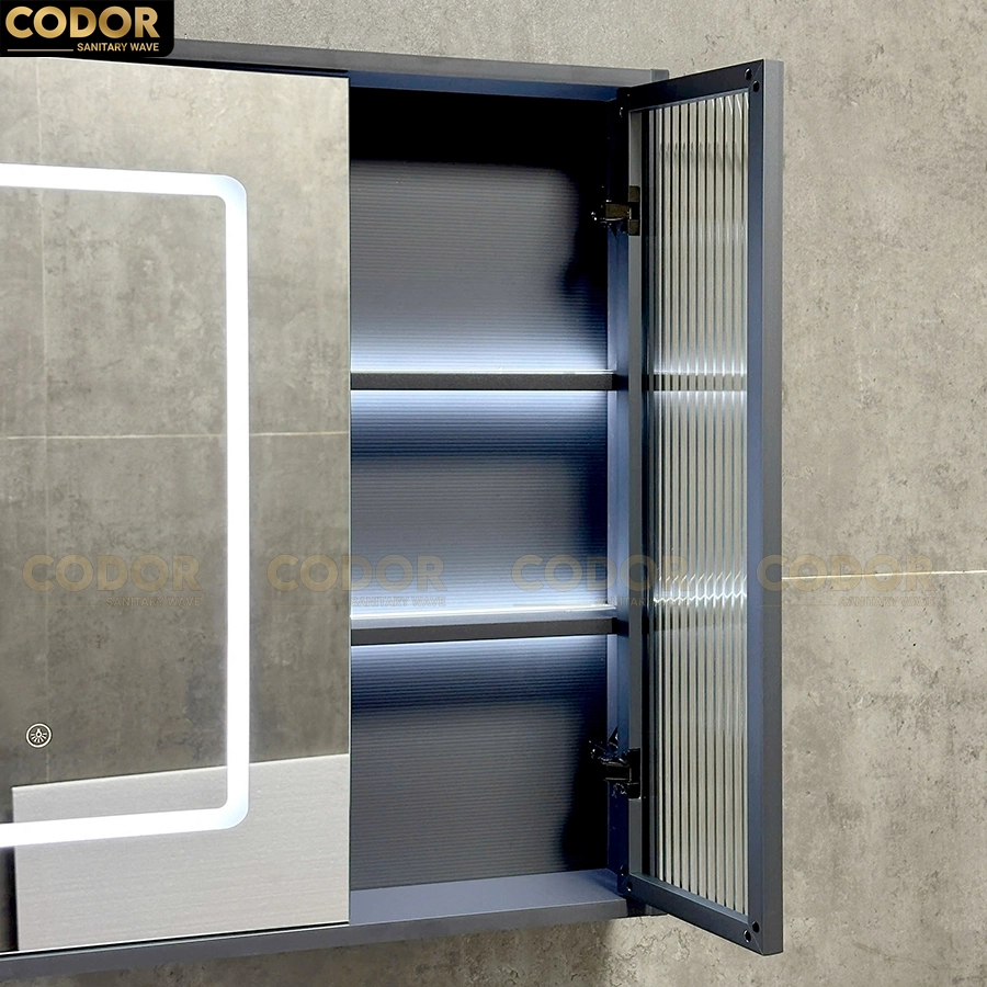 Tủ Lavabo Nhựa PVC Màu Xám Gương LED MTTN-7868X