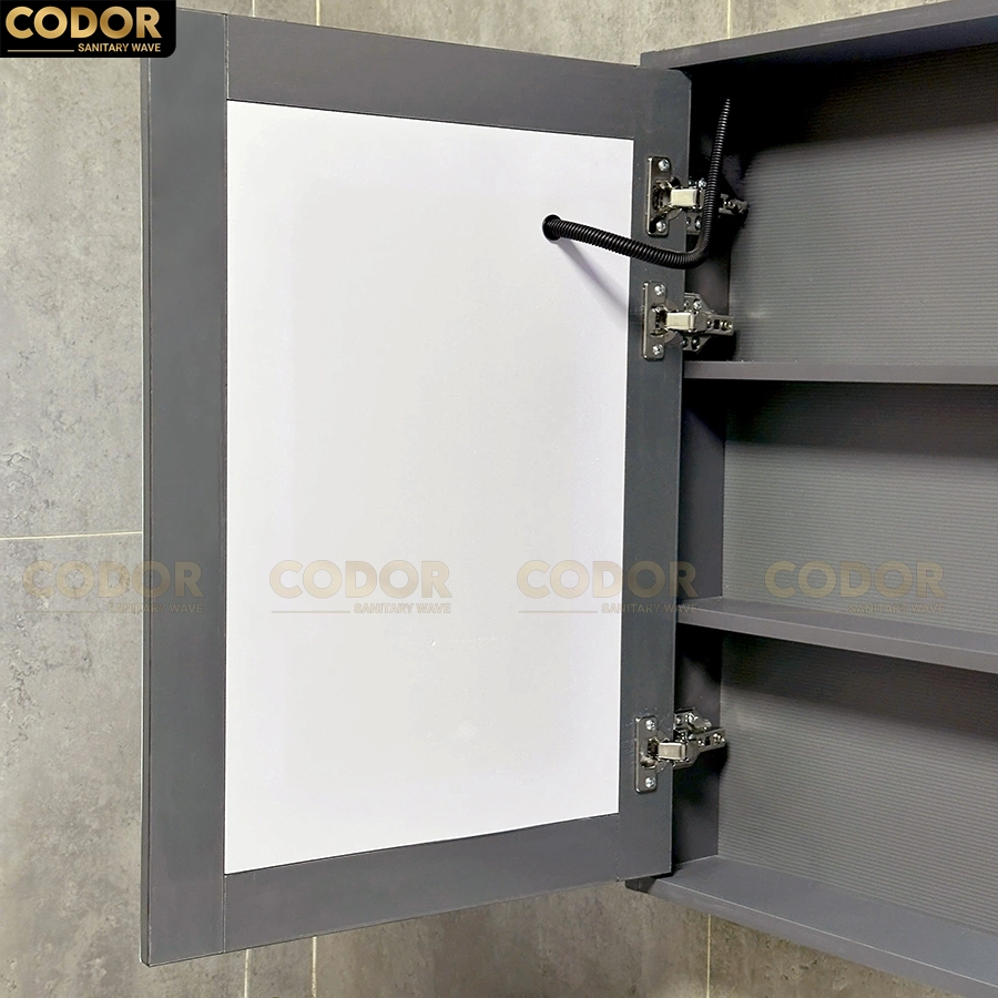Tủ Lavabo Nhựa PVC Màu Xám Gương LED MTTN-7868X