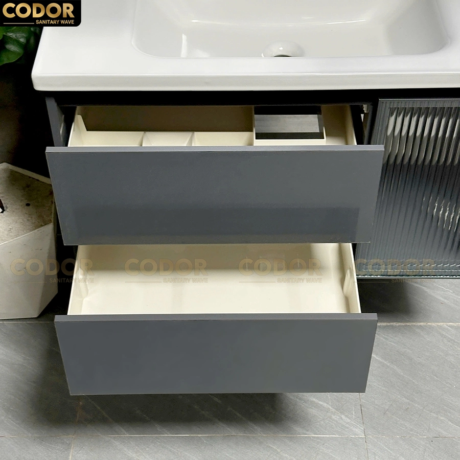 Tủ Lavabo Nhựa PVC Màu Xám Gương LED MTTN-7868X