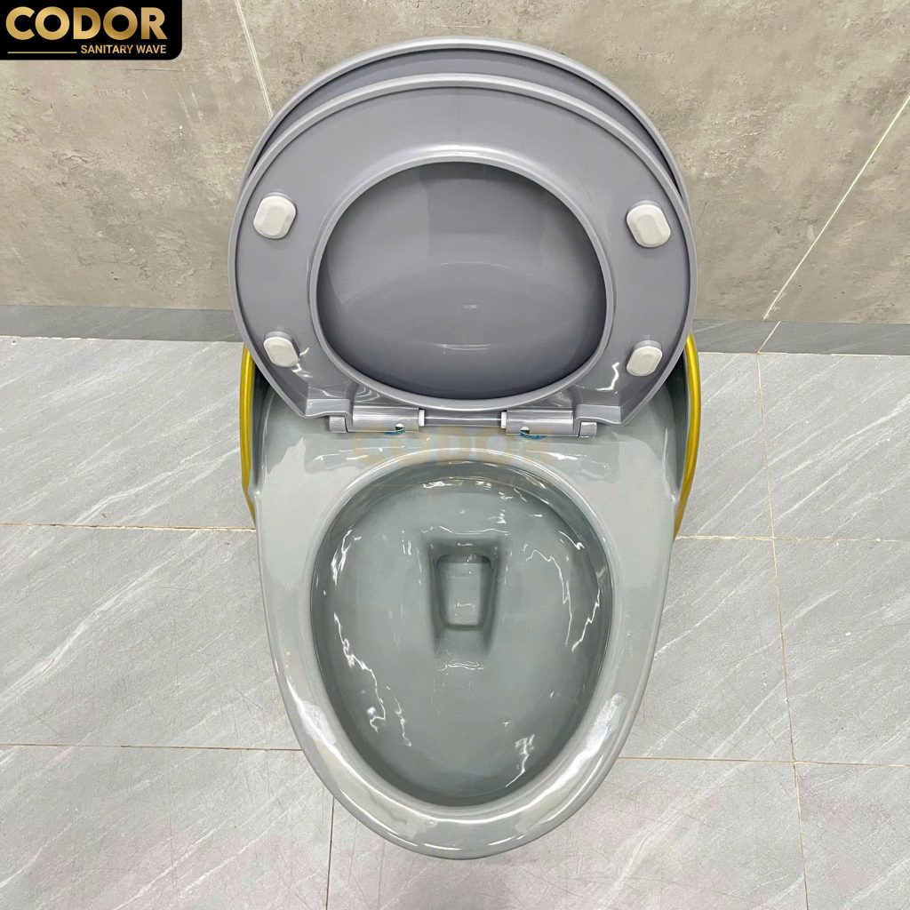 bồn cầu trứng xám viền vàng