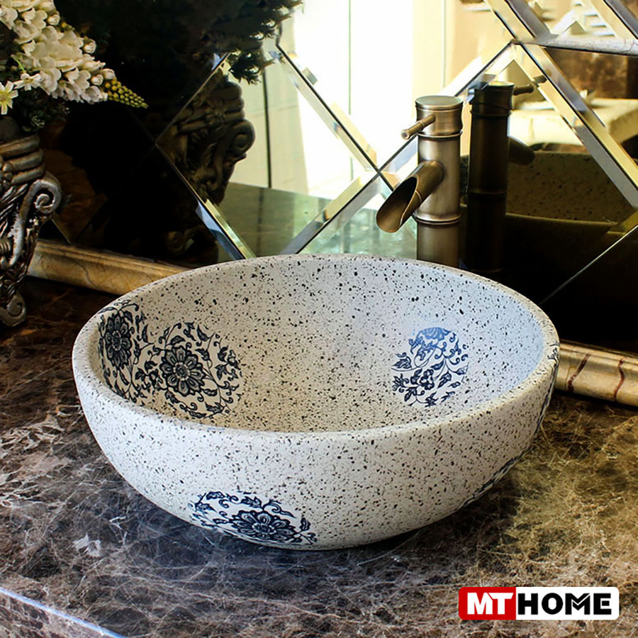Lavabo Đặt Bàn Tròn Vân Hoa MTLA-46