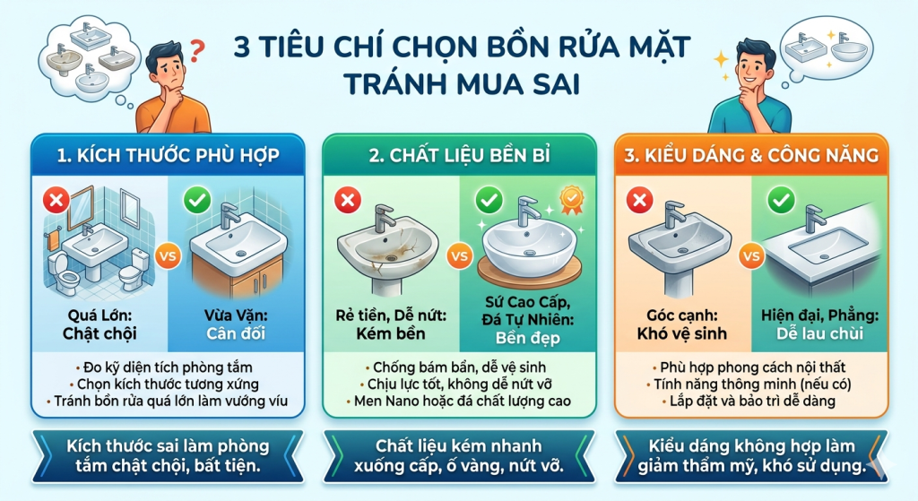 Cách chọn mua bồn rửa mặt