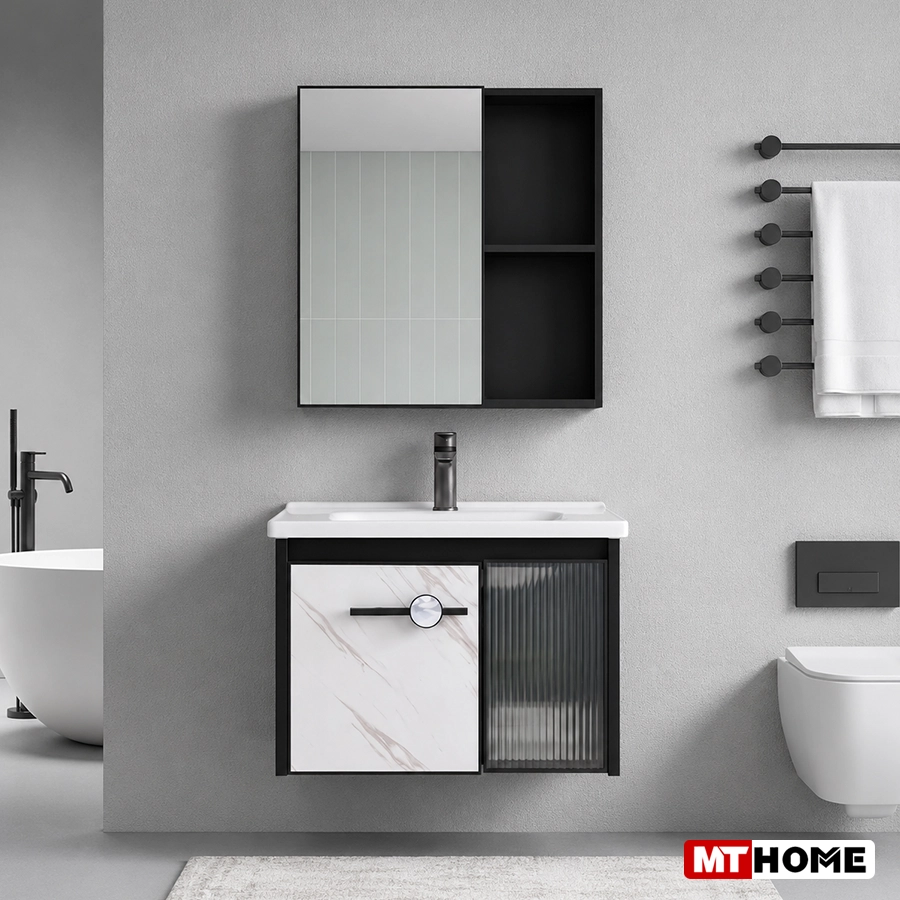 Tủ Lavabo Nhà Tắm Nhôm Màu Xám 60cm MTTN-7637