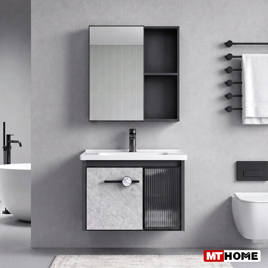 Tủ Lavabo Nhà Tắm Nhôm Màu Xám 60cm MTTN-7638